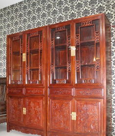 開封天龍家具廠 定制實木家具，領略紅木雕花古典書柜之美